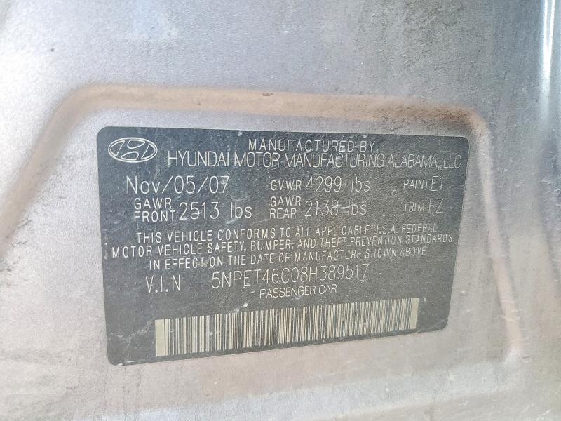 53953916 :رقم المزاد ، 5NPET46C08H389517 vin ، 2008 Hyundai Sonata مزاد بيع