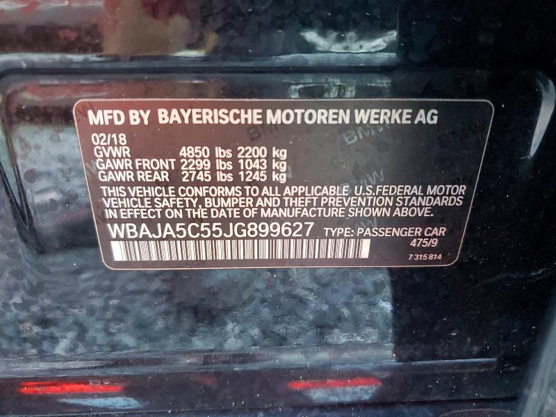 54680006 :رقم المزاد ، WBAJA5C55JG899627 vin ، 2018 Bmw 530 مزاد بيع