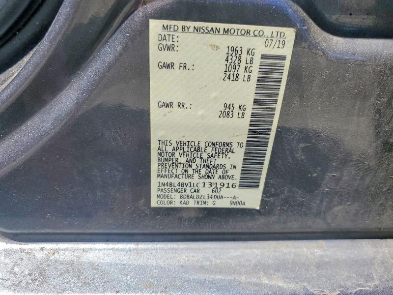 Aukcja sprzedaży 2020 Nissan Altima, vin: 1N4BL4BV1LC131916, numer aukcji: 52158066