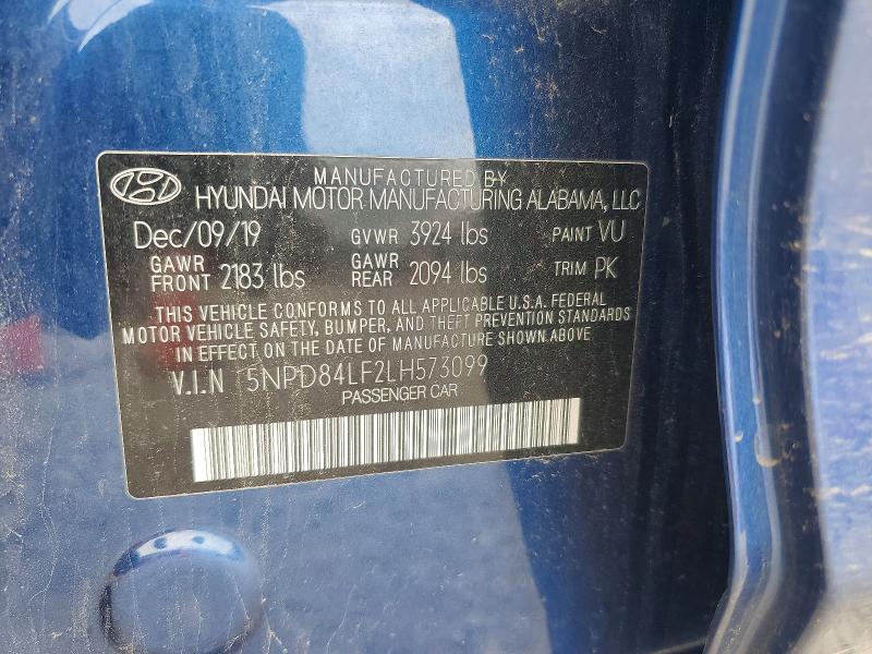 52994816 :رقم المزاد ، 5NPD84LF2LH573099 vin ، 2020 Hyundai Elantra مزاد بيع