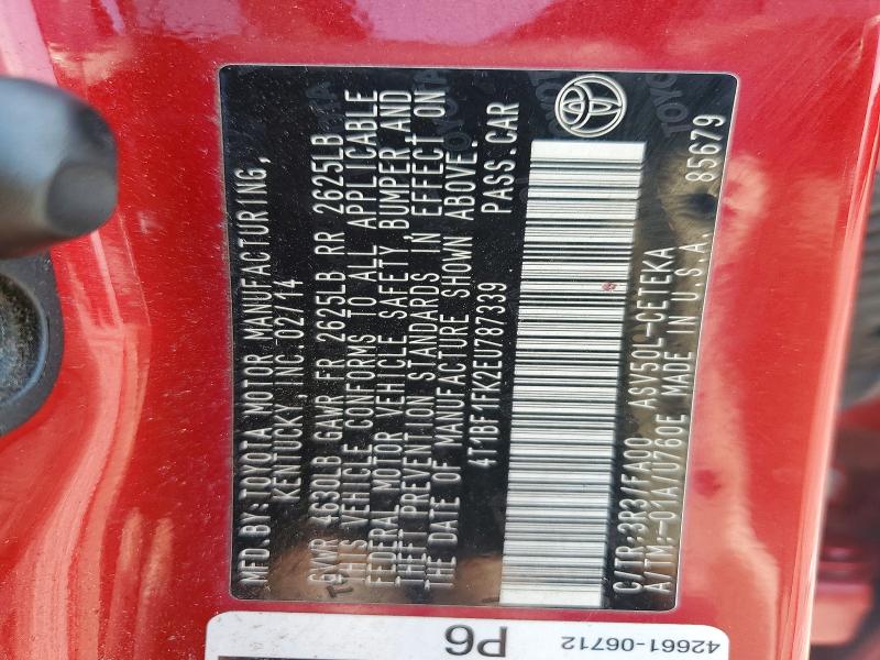 52936486 :رقم المزاد ، 4T1BF1FK2EU787339 vin ، 2014 Toyota Camry مزاد بيع