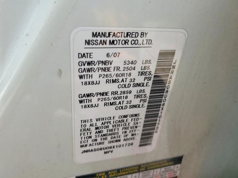 Aukcja sprzedaży 2008 Infiniti Fx35, vin: JNRAS08U08X101726, numer aukcji: 52563926