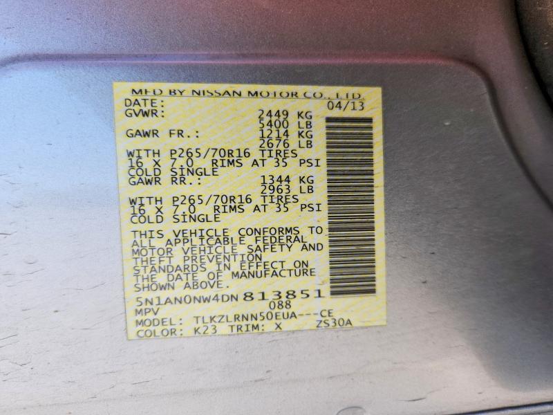 Продажа на аукционе авто 2013 Nissan Xterra, vin: 5N1AN0NW4DN813851, номер лота: 52430486