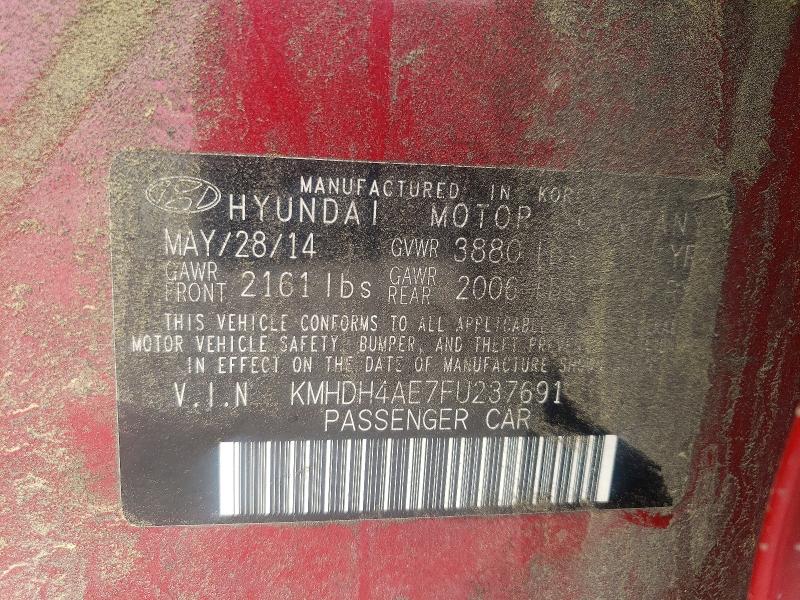 2015 Hyundai Elantra მანქანა იყიდება აუქციონზე, vin: KMHDH4AE7FU237691, აუქციონის ნომერი: 52881536