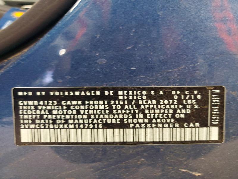 Aukcja sprzedaży 2019 Volkswagen Jetta, vin: 3VWC57BUXKM147916, numer aukcji: 52475976
