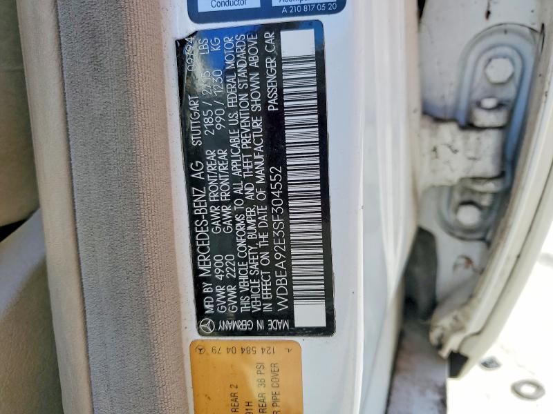 Продажа на аукционе авто 1995 Mercedes-benz E, vin: WDBEA92E3SF304552, номер лота: 55562916