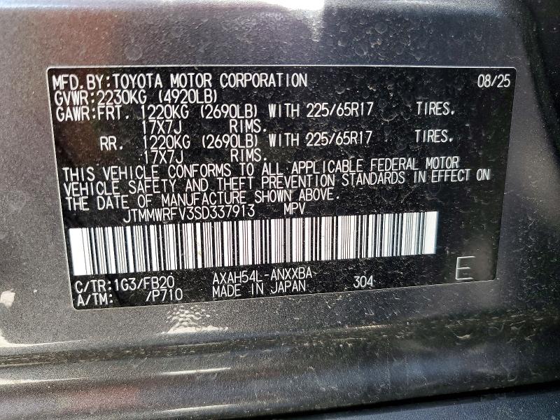 Aukcja sprzedaży 2025 Toyota Rav4, vin: JTMMWRFV3SD337913, numer aukcji: 52727106