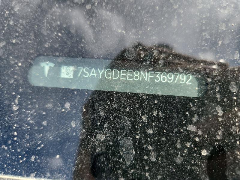 2022 Tesla Model Y მანქანა იყიდება აუქციონზე, vin: 7SAYGDEE8NF369792, აუქციონის ნომერი: 53128396