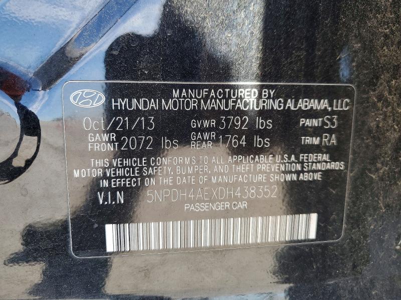 Продаж на аукціоні авто 2013 Hyundai Elantra, vin: 5NPDH4AEXDH438352, номер лоту: 53188196