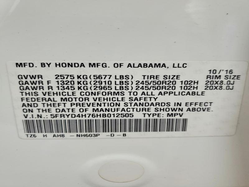 54771416 :رقم المزاد ، 5FRYD4H76HB012505 vin ، 2017 Acura Mdx مزاد بيع