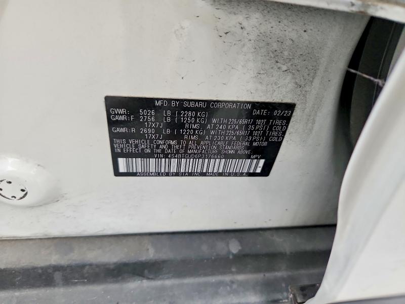 Aukcja sprzedaży 2023 Subaru Outback, vin: 4S4BTGUD6P3176660, numer aukcji: 54001116