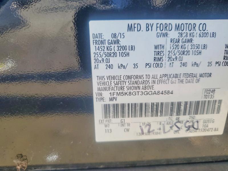 Aukcja sprzedaży 2016 Ford Explorer, vin: 1FM5K8GT3GGA84584, numer aukcji: 53012516