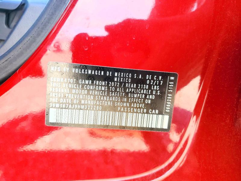 Продаж на аукціоні авто 2017 Volkswagen Jetta, vin: 3VW167AJ9HM322290, номер лоту: 55390996