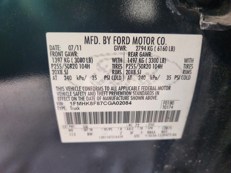 Aukcja sprzedaży 2012 Ford Explorer, vin: 1FMHK8F87CGA02084, numer aukcji: 53386956