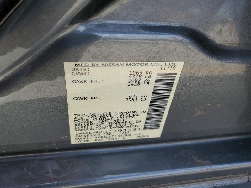 2020 Nissan Altima მანქანა იყიდება აუქციონზე, vin: 1N4BL4BV1LC191551, აუქციონის ნომერი: 51996526
