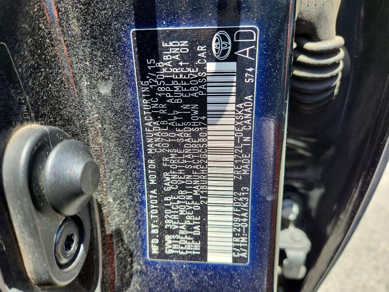 55407306 :رقم المزاد ، 2T1BURHE2GC580174 vin ، 2016 Toyota Corolla L Manual مزاد بيع