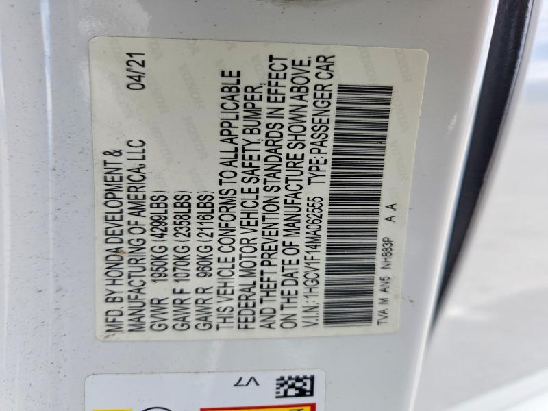 Aukcja sprzedaży 2021 Honda Accord, vin: 1HGCV1F14MA062555, numer aukcji: 51899356