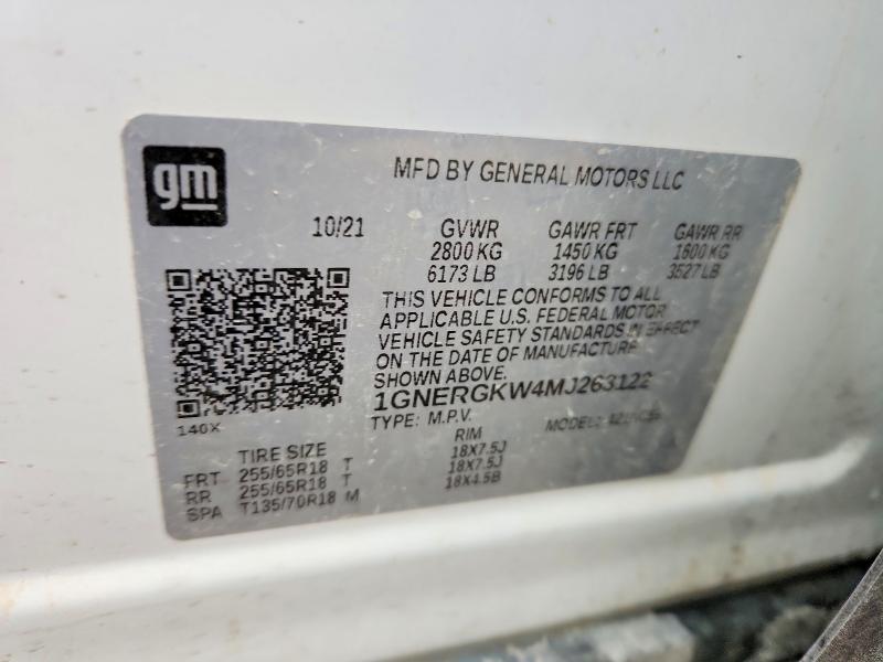 53289256 :رقم المزاد ، 1GNERGKW4MJ263122 vin ، 2021 Chevrolet Traverse مزاد بيع