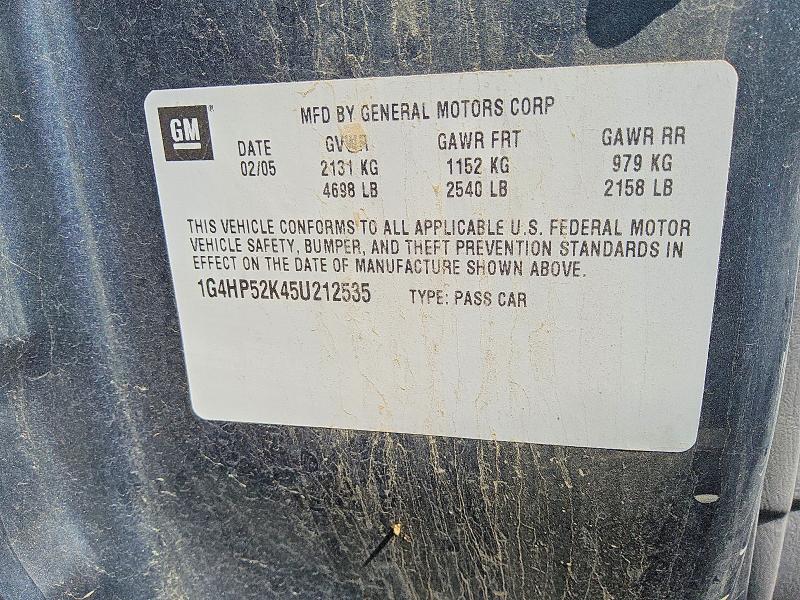 2005 Buick Lesabre მანქანა იყიდება აუქციონზე, vin: 1G4HP52K45U212535, აუქციონის ნომერი: 49868316