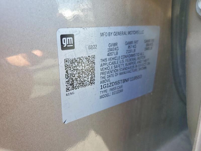 Продаж на аукціоні авто 2022 Chevrolet Malibu, vin: 1G1ZD5ST8NF118553, номер лоту: 55075066