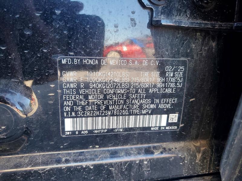 51923106 :رقم المزاد ، 3CZRZ2H72SM780250 vin ، 2025 Honda Hr-v مزاد بيع