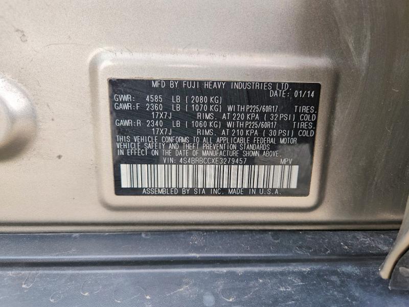 Aukcja sprzedaży 2014 Subaru Outback, vin: 4S4BRBCCXE3279457, numer aukcji: 52508956