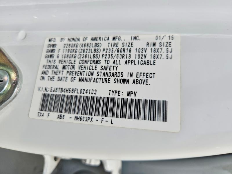 48309246 :رقم المزاد ، 5J8TB4H58FL024103 vin ، 2015 Acura Rdx مزاد بيع
