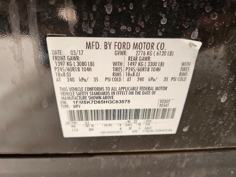 2017 Ford Explorer მანქანა იყიდება აუქციონზე, vin: 1FM5K7D85HGC63575, აუქციონის ნომერი: 52364616