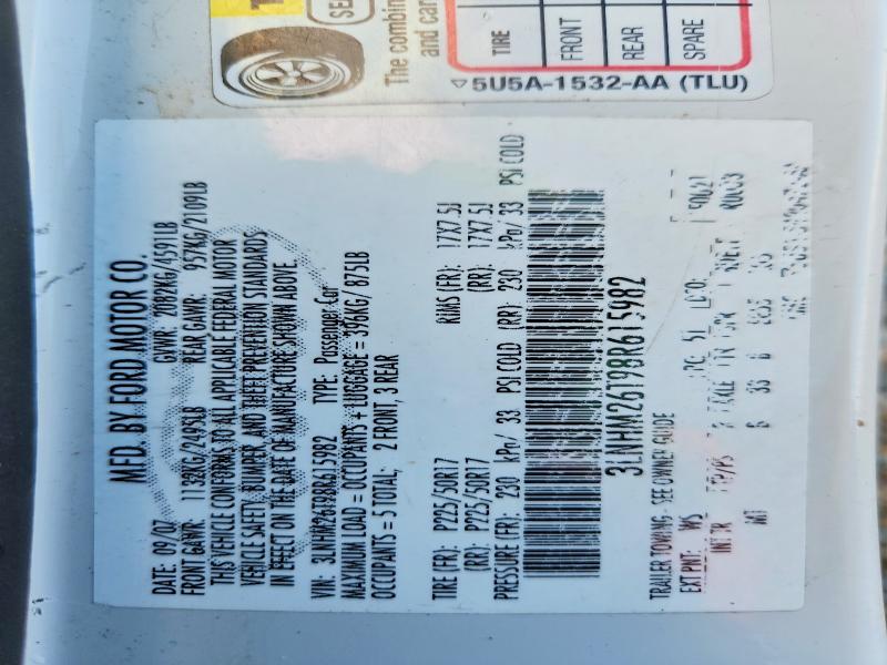 Aukcja sprzedaży 2008 Lincoln Mkz, vin: 3LNHM26T98R615982, numer aukcji: 52749196