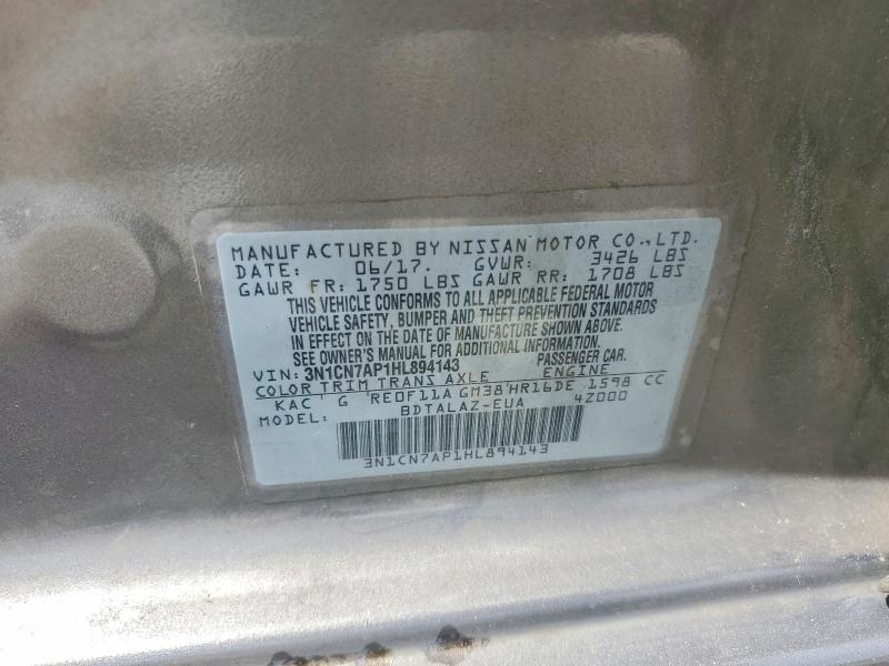 Продажа на аукционе авто 2017 Nissan Versa, vin: 3N1CN7AP1HL894143, номер лота: 55182356