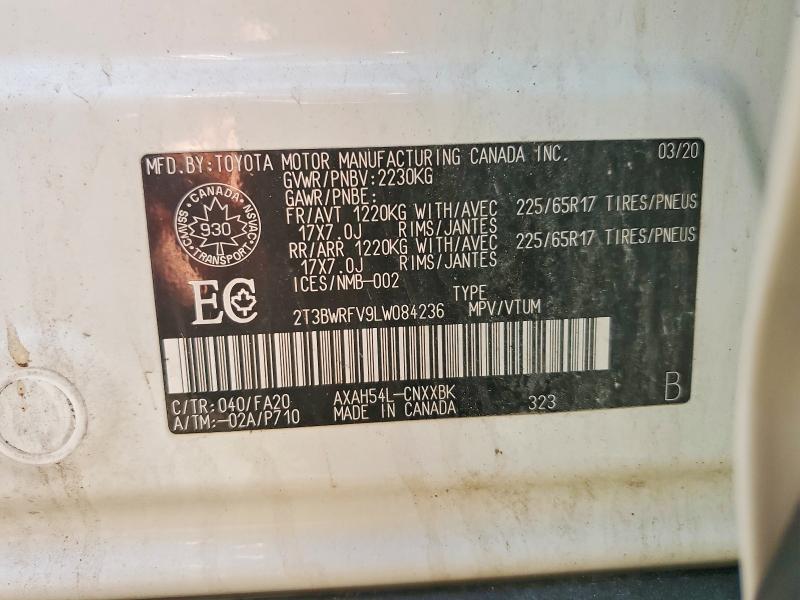 51479796 :رقم المزاد ، 2T3BWRFV9LW084236 vin ، 2020 Toyota Rav4 مزاد بيع