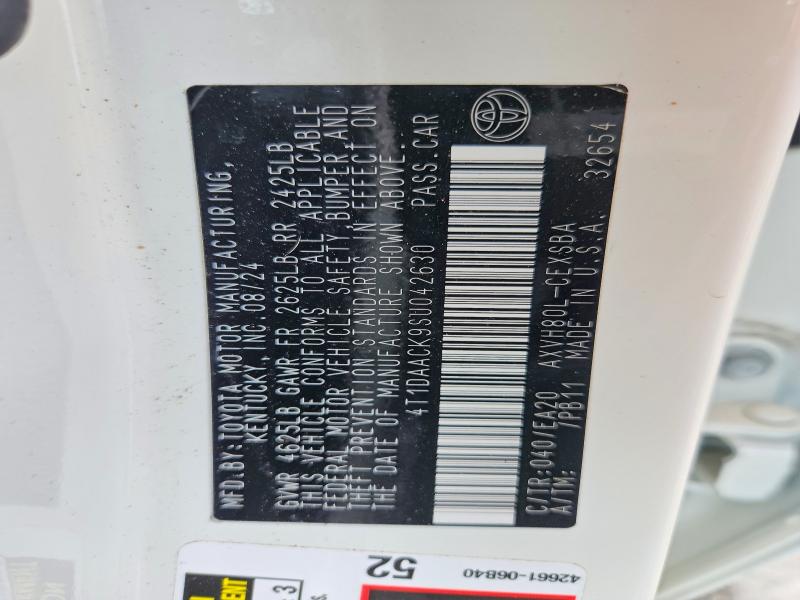 2025 Toyota Camry მანქანა იყიდება აუქციონზე, vin: 4T1DAACK9SU042630, აუქციონის ნომერი: 54167146