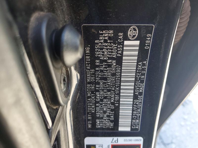 52226656 :رقم المزاد ، 4T1BF1FK1GU266907 vin ، 2016 Toyota Camry مزاد بيع