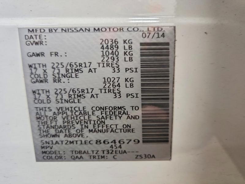 Продажа на аукционе авто 2014 Nissan Rogue, vin: 5N1AT2MT1EC864679, номер лота: 52912236