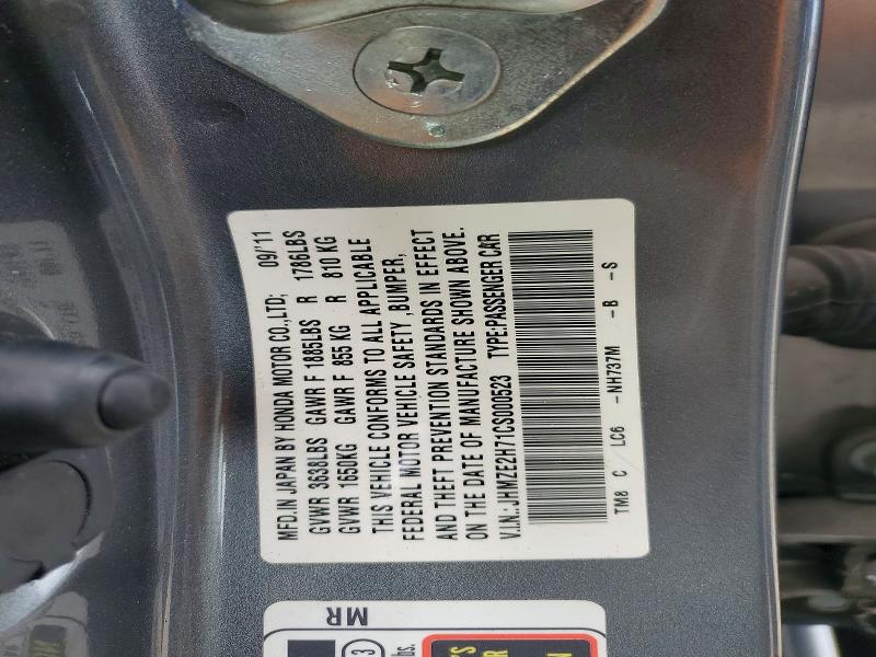 Aukcja sprzedaży 2012 Honda Insight, vin: JHMZE2H71CS000523, numer aukcji: 55390176