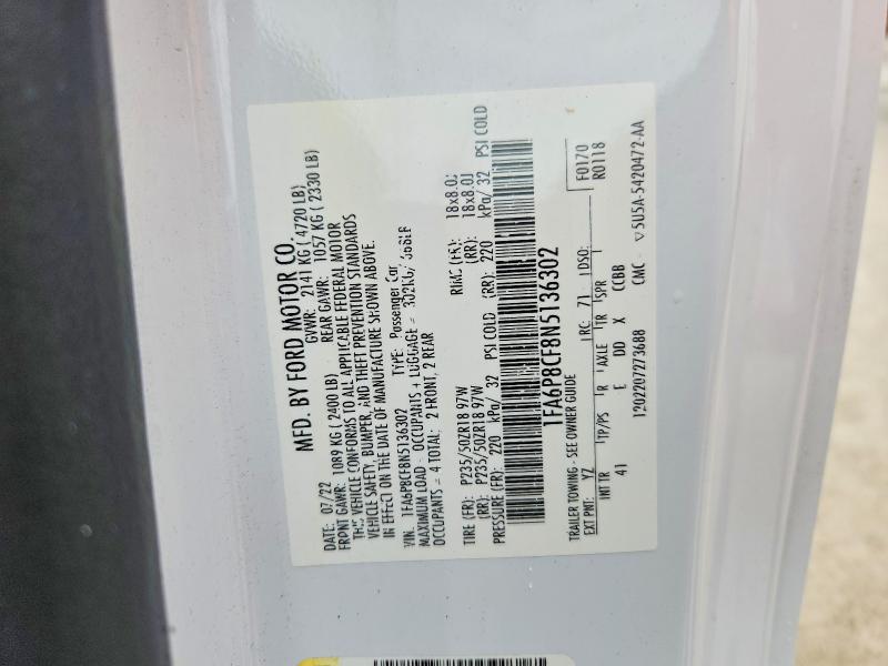 Продаж на аукціоні авто 2022 Ford Mustang, vin: 1FA6P8CF8N5136302, номер лоту: 53950836