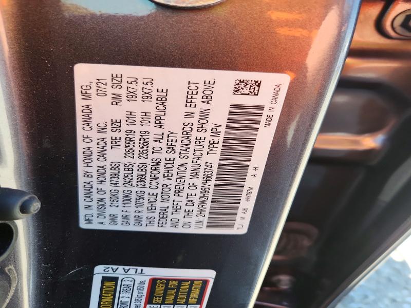 Aukcja sprzedaży 2021 Honda Cr-v, vin: 2HKRW2H96MH663747, numer aukcji: 53236556
