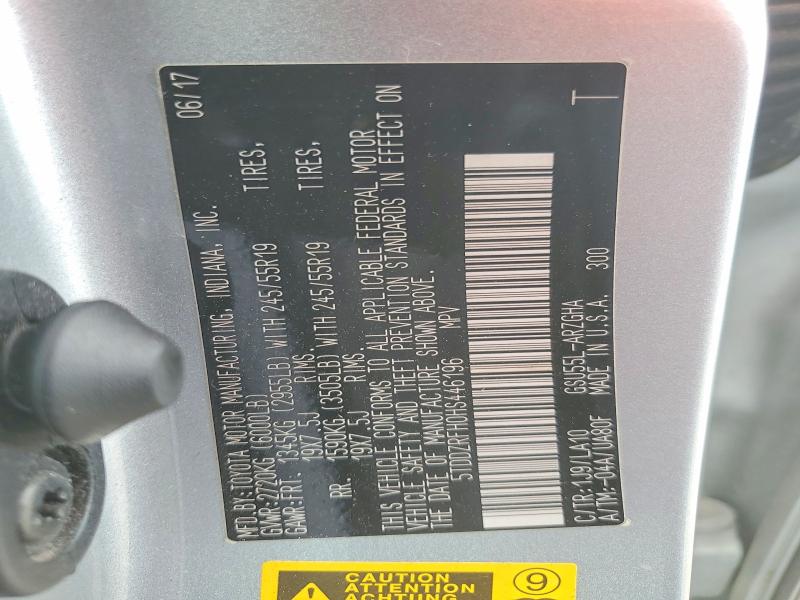 52415286 :رقم المزاد ، 5TDDZRFH0HS446196 vin ، 2017 Toyota Highlander Hybrid Le مزاد بيع