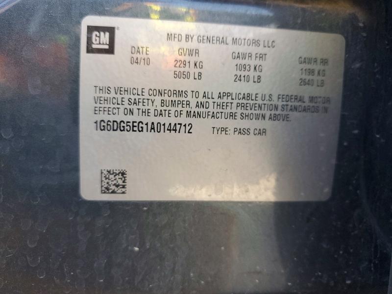52713286 :رقم المزاد ، 1G6DG5EG1A0144712 vin ، 2010 Cadillac Cts مزاد بيع