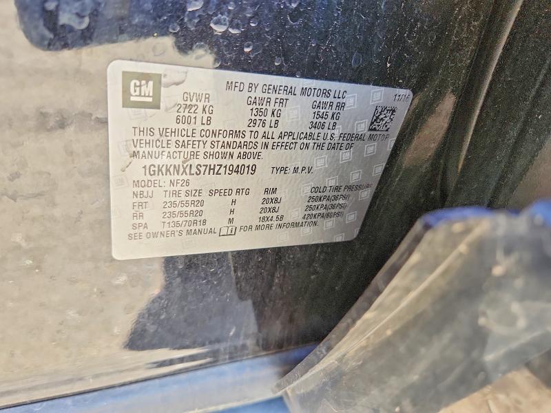 53920926 :رقم المزاد ، 1GKKNXLS7HZ194019 vin ، 2017 Gmc Acadia مزاد بيع