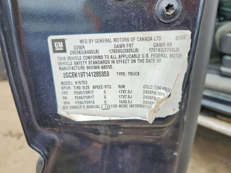 2004 Chevrolet Silverado მანქანა იყიდება აუქციონზე, vin: 2GCEK19T141285353, აუქციონის ნომერი: 53740076