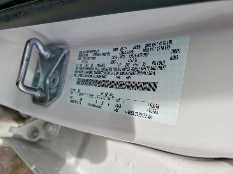 Aukcja sprzedaży 2017 Ford Escape, vin: 1FMCU0GDXHUE06667, numer aukcji: 54950786