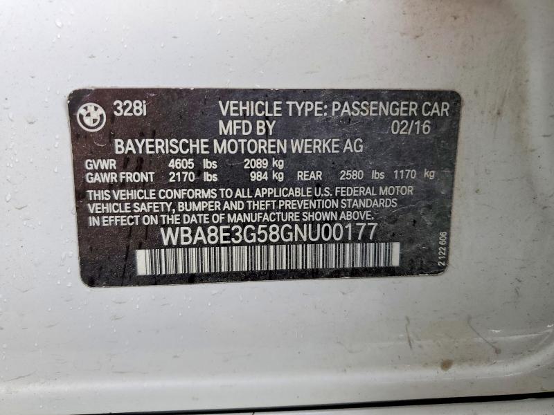 Продаж на аукціоні авто 2016 Bmw 328, vin: WBA8E3G58GNU00177, номер лоту: 51190256