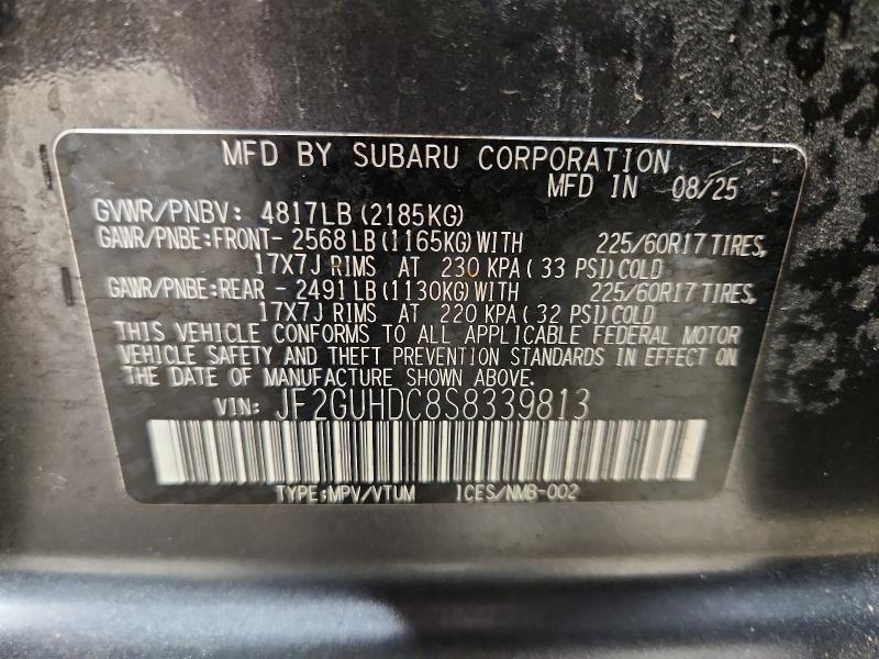 Aukcja sprzedaży 2025 Subaru Crosstrek, vin: JF2GUHDC8S8339813, numer aukcji: 54401036