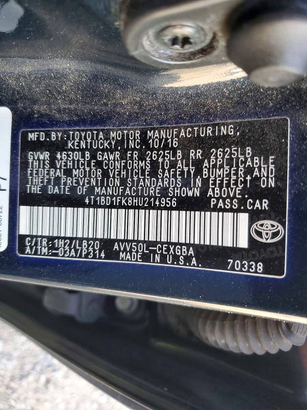 Aukcja sprzedaży 2017 Toyota Camry Hybrid, vin: 4T1BD1FK8HU214956, numer aukcji: 54304146
