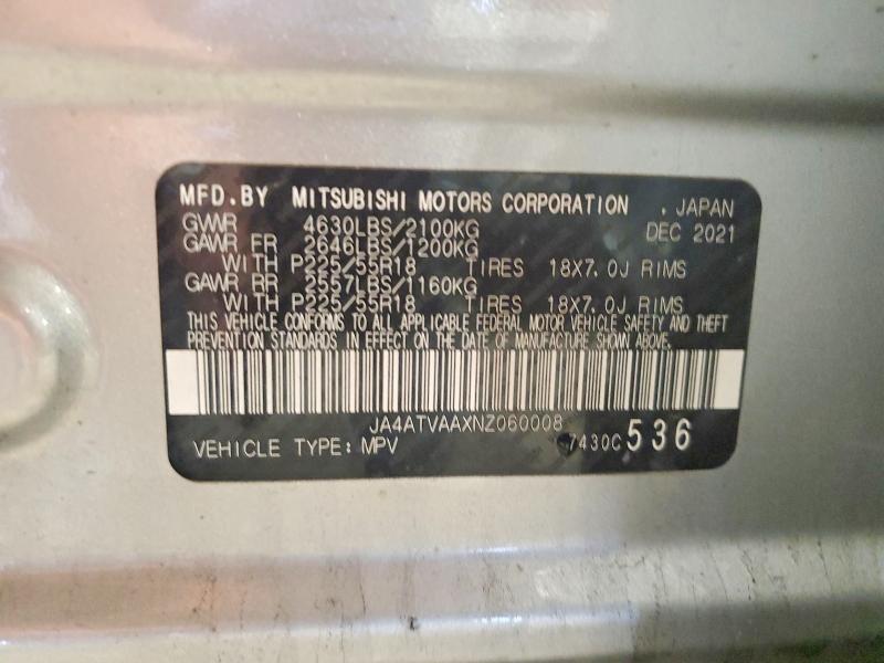 52648066 :رقم المزاد ، JA4ATVAAXNZ060008 vin ، 2022 Mitsubishi Eclipse Cross مزاد بيع