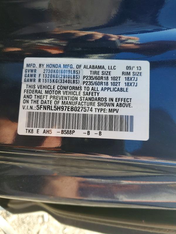 Продаж на аукціоні авто 2014 Honda Odyssey, vin: 5FNRL5H97EB027574, номер лоту: 53968336