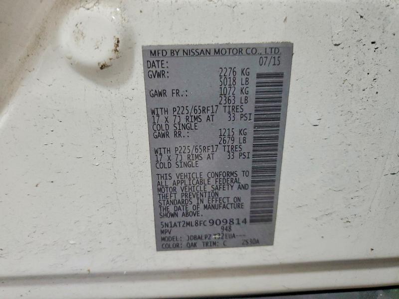 Продаж на аукціоні авто 2015 Nissan Rogue, vin: 5N1AT2ML8FC909814, номер лоту: 54603306