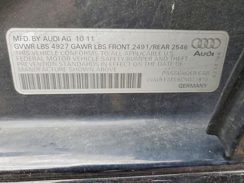 Продажа на аукционе авто 2012 Audi A4, vin: WAUFFAFL6CN011816, номер лота: 53211986