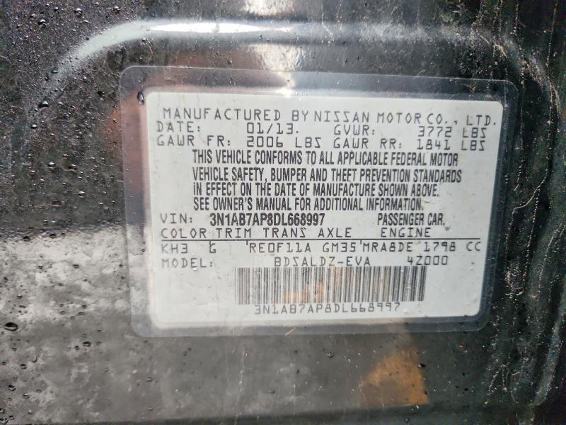 2013 Nissan Sentra მანქანა იყიდება აუქციონზე, vin: 3N1AB7AP8DL668997, აუქციონის ნომერი: 52663626